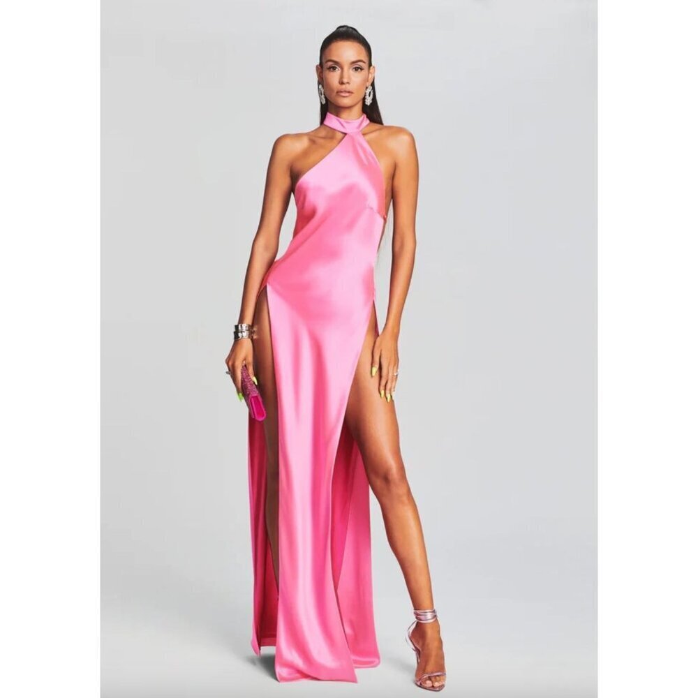 retrofete Jagger Side Slit Maxi Dress Hyper Pink Womens Size Medium